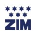 ZIM logo - 7 solid navy blue six point stars over the word ZIM in bold navy blue typeface